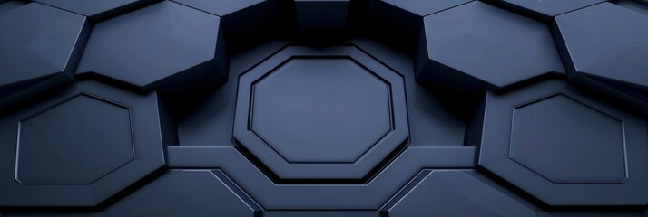 Poster - Abstract Dark Hexagon Background