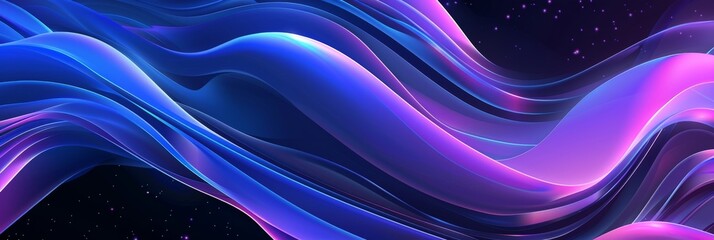 Poster - Abstract Blue and Purple Wavy Background