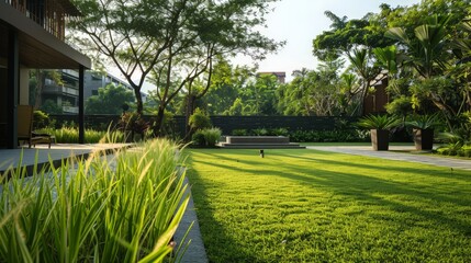 Wall Mural - The soothing green of grass provides a natural backdrop that calms the mind and spirit, offering a retreat from the hustle of daily life.