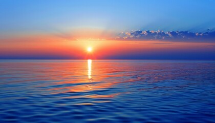 Wall Mural - Sunset Serenity: Calm Ocean Horizon