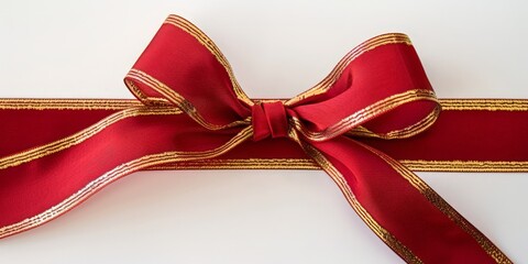 Sticker - Elegant Red Ribbon with Gold Stripes