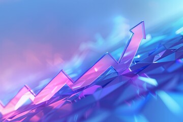 Poster - Colorful abstract growth chart with upward arrows and neon lights, representing progress and success.