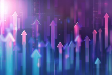 Poster - Digital background with gradient arrows symbolizing growth and progress trends in vibrant and energetic way