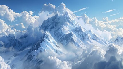 Canvas Print - Mountain under a blue sky with clouds