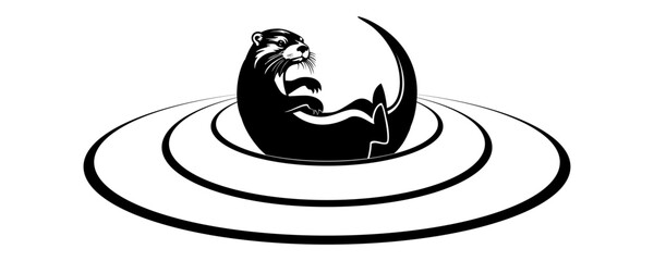 Wall Mural - otter silhouette vector 