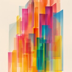 Wall Mural - Vibrant Abstract Cityscape with Colorful Geometric Shapes