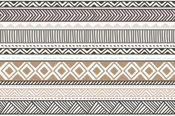 Wall Mural - Ethnic vector seamless pattern. Tribal geometric background, traditional craft motif, maya, aztec ornament. mexican print