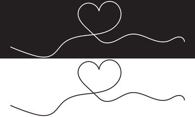 Poster - Hand drawn shape heart with cute sketch line, divider shape. Love doodle isolated on white and black background for wedding, mother, woman or valentines day. Vector illustration. EPS 10