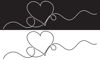 Poster - Hand drawn shape heart with cute sketch line, divider shape. Love doodle isolated on white and black background for wedding, mother, woman or valentines day. Vector illustration. EPS 10