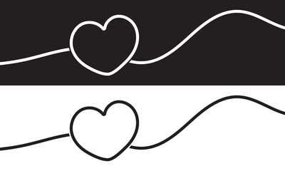 Poster - Hand drawn shape heart with cute sketch line, divider shape. Love doodle isolated on white and black background for wedding, mother, woman or valentines day. Vector illustration. EPS 10