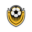 © Mohha Stock - football logo badge with a soccer ball illustration. sport team logo vector template.