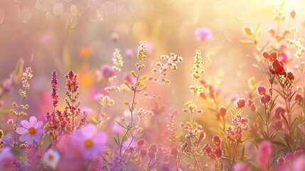 Poster - Vibrant Wildflower Field with Blurred Background