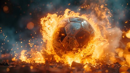 Sticker - Burning Soccer Ball.