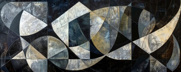 Aufkleber - Abstract Geometric Pattern with Black and White Tones
