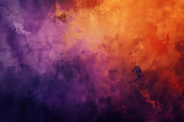 Aufkleber - Vibrant Abstract Art with Blurred Figures, Purple and Orange Gradient Background