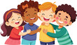 © frrlbt - Group of diverse children hugging and smiling