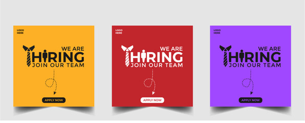 Wall Mural -  We are hiring recruitment open job vacancy design vector social media post banner template or web banner layout