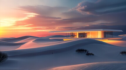 a futuristic house in the middle of a desert