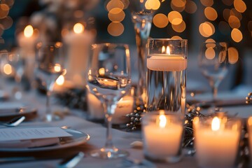 Candlelight creates a warm atmosphere for both a festive dinner and a religious service