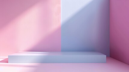 Wall Mural - a white shelf sitting in a pink room with a light coming through it