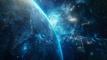 Wall Mural - abstract flight in space hyper jump, futuristic 3d illustration of interstellar travel and warp spee