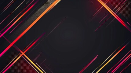 Wall Mural - Abstract geometric lines on black background with copy space, vector illustration