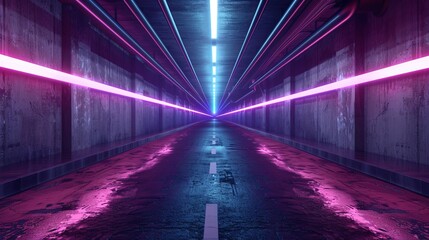 Wall Mural - futuristic empty neon glowing background with high-tech lines and abstract geometric patterns in spa