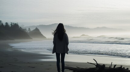 Wall Mural - Peaceful ocean waves on the sandy beach.