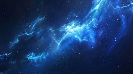 Abstract blue cosmic nebula background with glowing stars and deep space atmosphere, serene and futuristic astronomical concept for science fiction backdrops, digital art, and space exploration themes