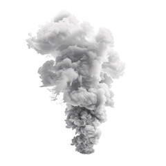 tall and thick white smoke emission on an isolated background