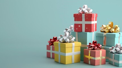 Colorful gift boxes symbolizing the joy of giving on a simple background