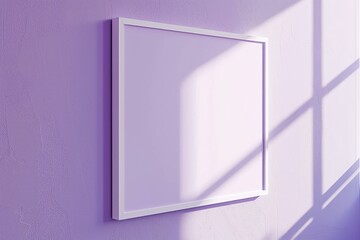 White Frame on Lavender Wall, Natural Light Gradient, White Frame, Lavender Wall