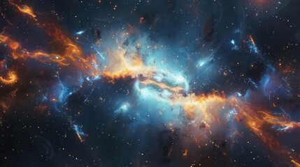 Wall Mural - a grand, mysterious galactic bridge connecting two galaxies., image of galaxy universe space beautif