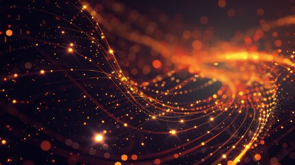 Poster - abstract visual background with glowing lights and lines in dark space, featuring illuminated dots, perfect for technology, futuristic designs, and digital concepts, ideal for wallpaper, backgrounds, 