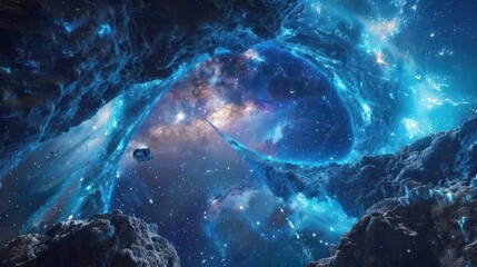Wall Mural - a grand, mysterious galactic bridge connecting two galaxies., image of galaxy universe space beautif