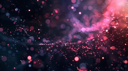 Poster - abstract visual background with glowing lights and lines in dark space, featuring illuminated dots, perfect for technology, futuristic designs, and digital concepts, ideal for wallpaper, backgrounds, 