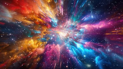Wall Mural - a stunning cosmic explosion with bright, vibrant colors., image of galaxy universe space beautiful l