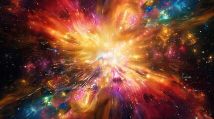 Wall Mural - a stunning cosmic explosion with bright, vibrant colors., image of galaxy universe space beautiful l
