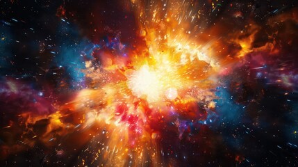 Wall Mural - a stunning cosmic explosion with bright, vibrant colors., image of galaxy universe space beautiful l