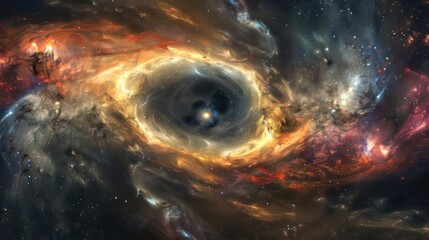 Wall Mural - a nebula with swirling colors and a hidden black hole., image of galaxy universe space beautiful lik