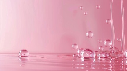 Wall Mural - Space pink product background - soft pastel pink gradient with glowing stardust effect, ideal for cosmetic products, beauty blog headers, and feminine brand designs