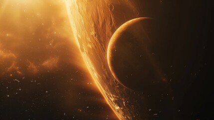 Wall Mural - stunning 8k rendering of planets in space with realistic textures and vivid colors, perfect for sci-