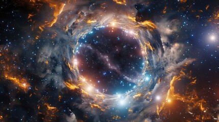 Wall Mural - a stunning cosmic arch with vibrant stars and galaxies., image of galaxy universe space beautiful li