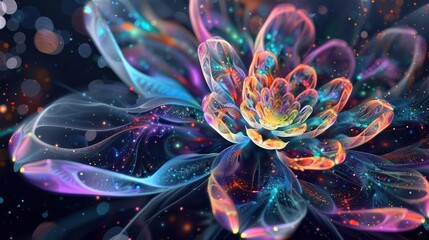 Wall Mural - a stunning cosmic blossom with vibrant, unusual shapes., image of galaxy universe space beautiful li