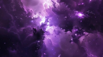 Wall Mural - purple space nebula abstract astronomy illustration 3d render of sky with glowing stars in deep spac