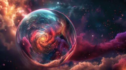 Wall Mural - a stunning cosmic bubble with vibrant colors and shapes., image of galaxy universe space beautiful l