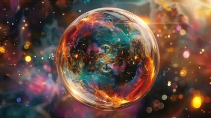 Wall Mural - a stunning cosmic bubble with vibrant colors and shapes., image of galaxy universe space beautiful l