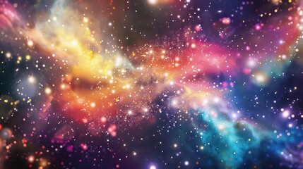 Wall Mural - a stunning cosmic cascade of bright, colorful particles., image of galaxy universe space beautiful l