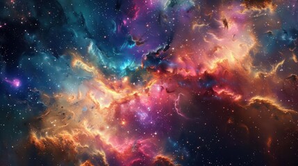 Wall Mural - a stunning cosmic cascade of bright, colorful particles., image of galaxy universe space beautiful l
