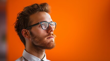 Canvas Print - A man with glasses and a beard is looking at the camera